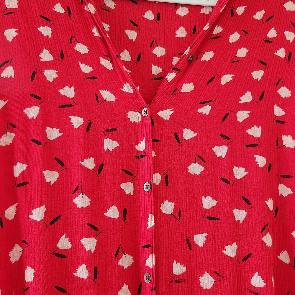 Red Floral Print Billabong Sleeveless Maxi Dress Size M. - Picture 3 of 11